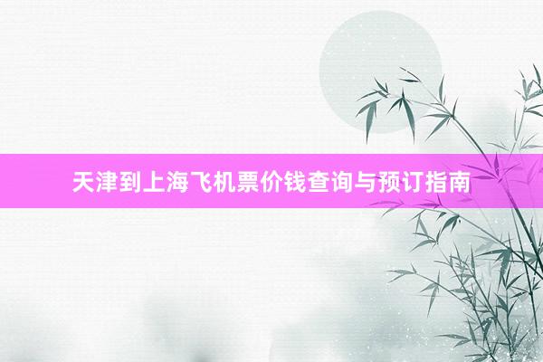 天津到上海飞机票价钱查询与预订指南