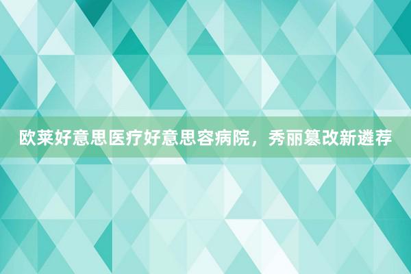 欧莱好意思医疗好意思容病院，秀丽篡改新遴荐